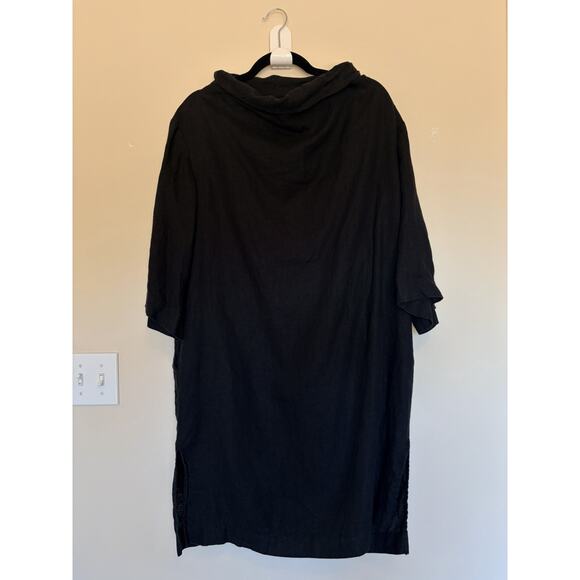 Crown Linen Designs Classic Black 100% Linen Lined Dress Ukraine Made Womens XL - Picture 1 of 9